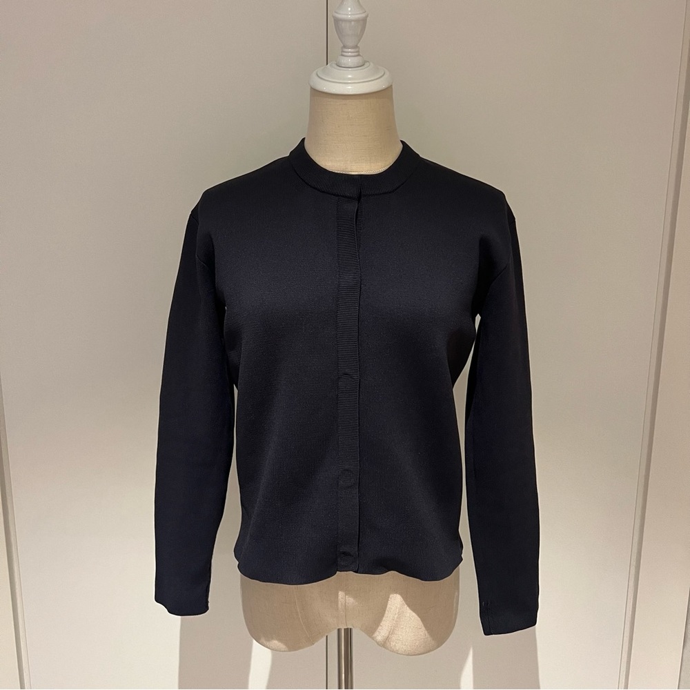 Burberry Structured Knit Cardigan in Navy - Picture 3 of 8